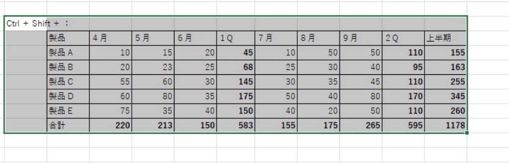 連続したデータ範囲をまとめて選択する画面