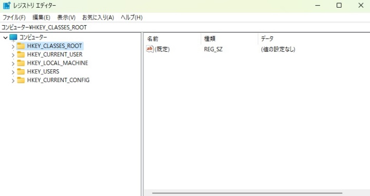 Windows 11のレジストリエディター画面