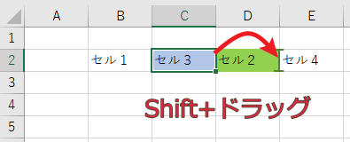 Shiftキー＋ドラッグでセルを移動・挿入する