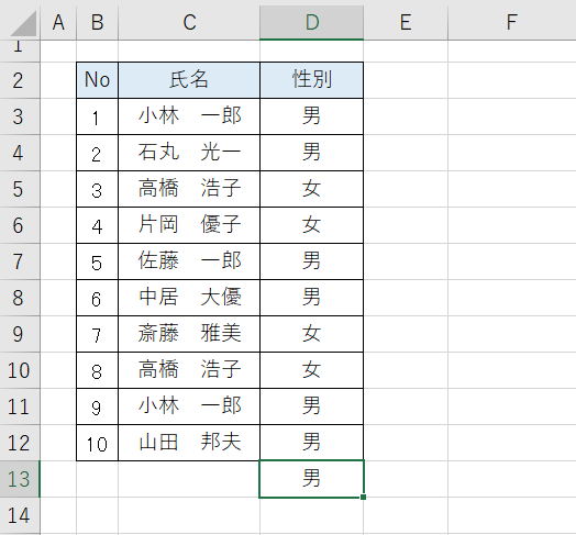 入力候補から選択