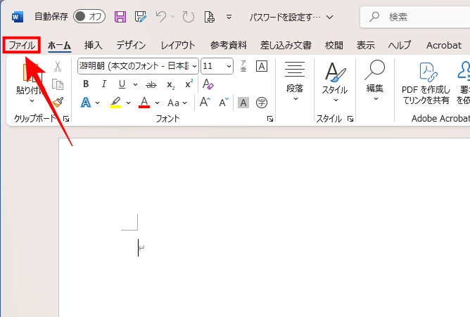 Wordパスワード設定１